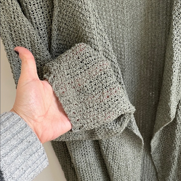 NWT Stitch Drop Long Sleeve Green-Gray Loose Knit Open-Front Sweater M - Picture 6 of 10